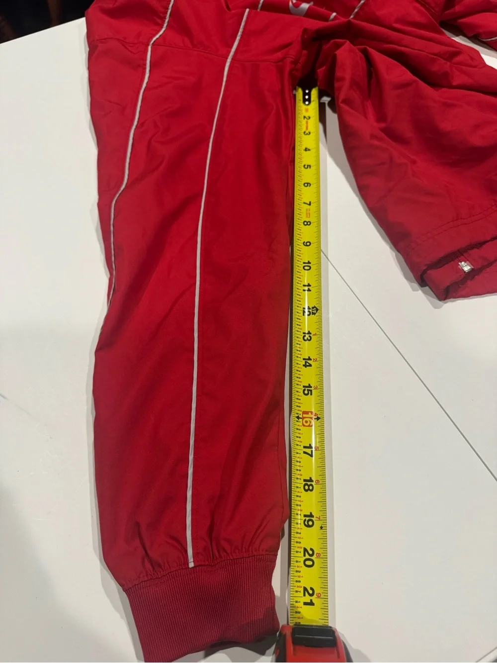 Nike Red Athletic Track Jacket with White Swoosh Size Large
